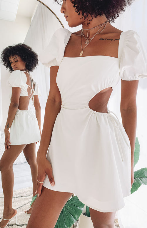 Penelope Mini Dress White – Beginning ...